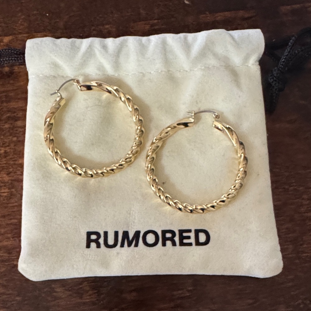 Rumored Gold Twisted Hoop Earrings